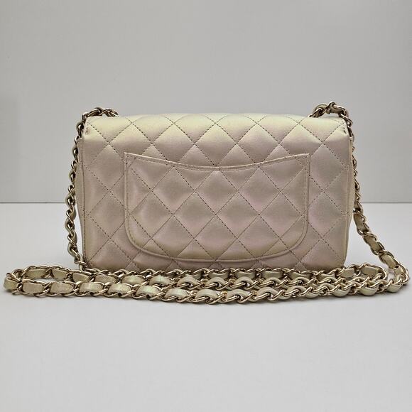 Chanel  Iridescent Lambskin Quilted Mini Rectangular Flap Champagne Gold - Picture 2 of 16